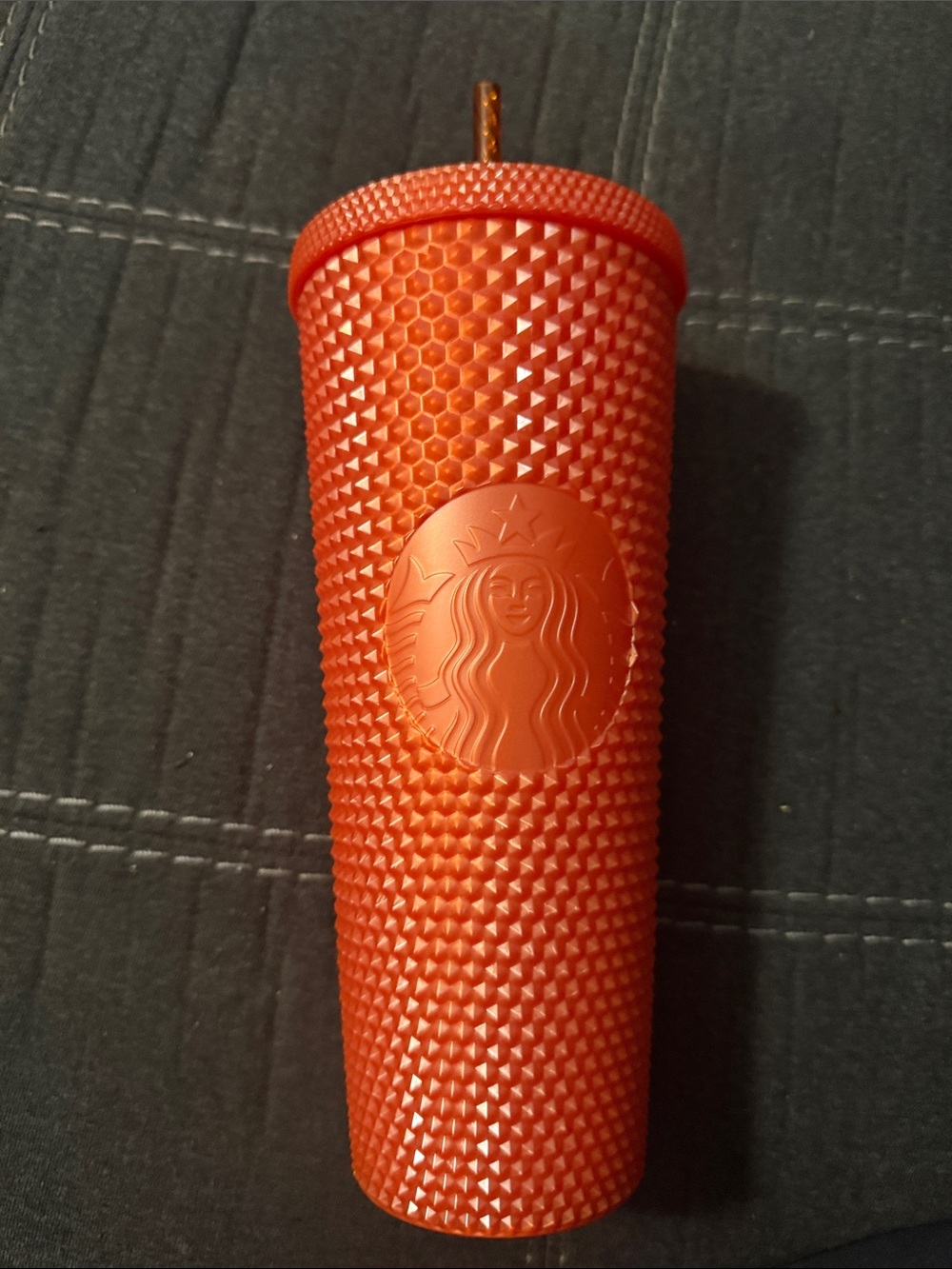 Starbucks 24oz Orange Studded Tumbler with Embedded Siren Logo